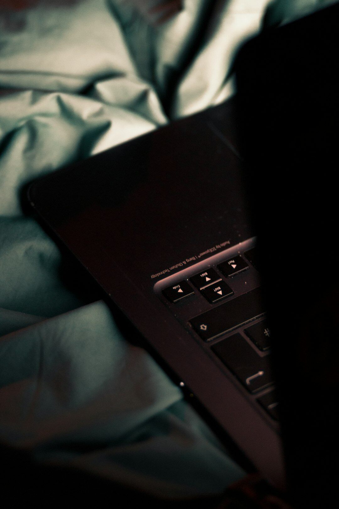 writer typing on laptop at night